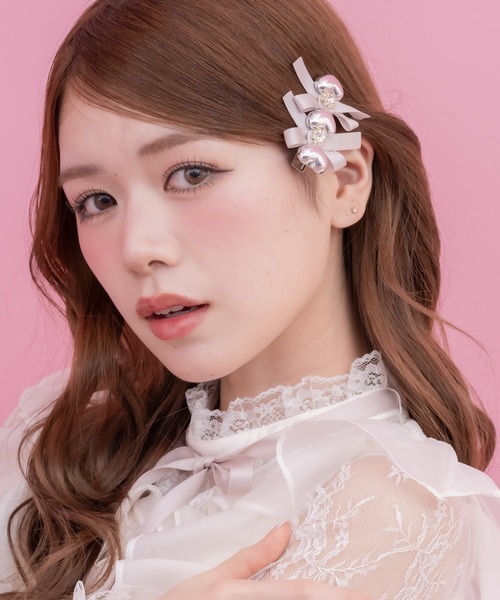 クチュールバイロジータ ヘアクリップ シルバーハートレースアップ風