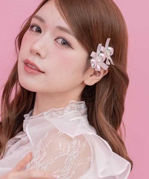 クチュールバイロジータ ヘアクリップ シルバーハートレースアップ風