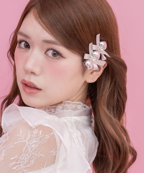 クチュールバイロジータ ヘアクリップ シルバーハートレースアップ風