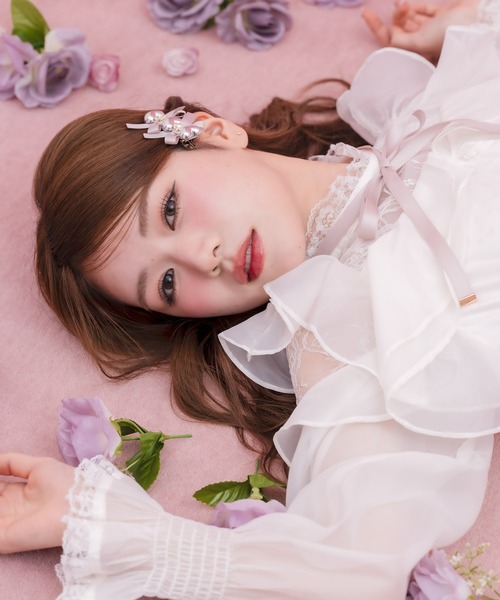 薔薇とレースのトレペジャーナル& タグクリップブック Cherry Sweet クチュールバイロジータ ヘアクリップ シルバーハートレースアップ風
