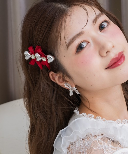 クチュールバイロジータ ヘアクリップ シルバーハートレースアップ風