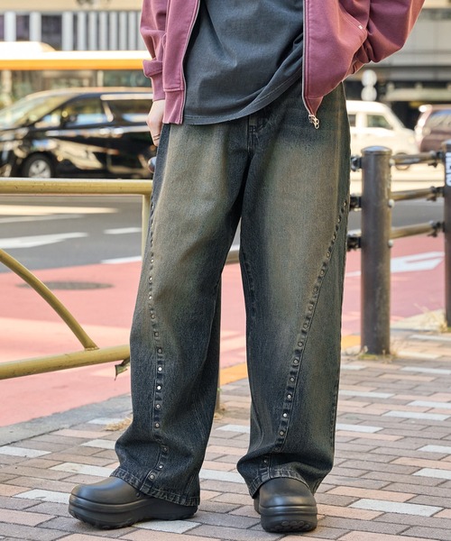ワイドデニムパンツ ヴィンテージ風 ストリート ゆったり ZIP FIVE（ジップファイブ）の「【ZIP FIVE】ヴィンテージ
