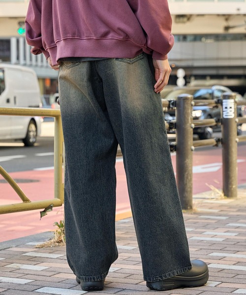 MONO-MART ジーンズ カーブスタッズヴィンテージ加工ワイド