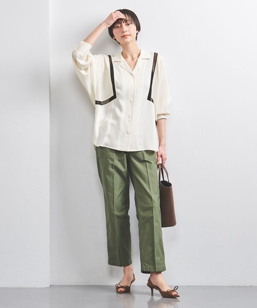 United Arrows サテン オープンカラー シャツブラウス サテン オープンカラー シャツブラウス