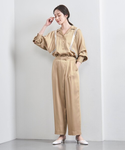 United Arrows サテン オープンカラー シャツブラウス サテン オープンカラー シャツブラウス
