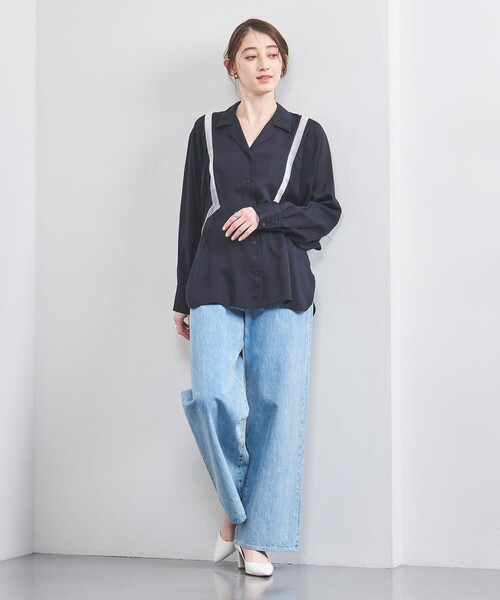 UNITED ARROWS ブラウス シャツ サテン オープンカラー シャツ