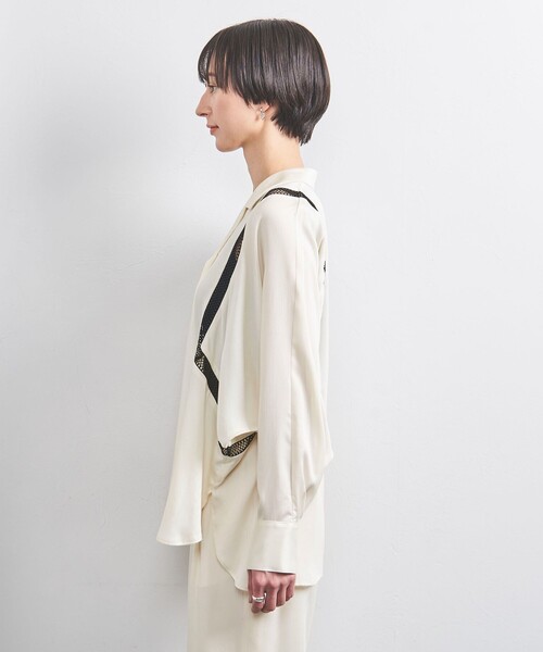 UNITED ARROWS ブラウス シャツ サテン オープンカラー シャツ