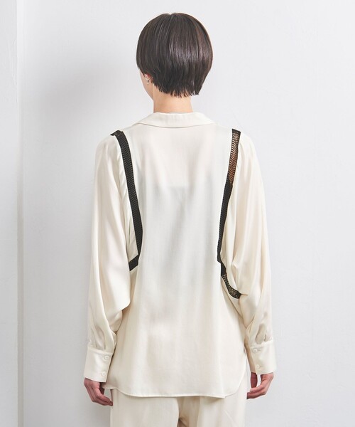 United Arrows サテン オープンカラー シャツブラウス サテン オープンカラー シャツブラウス