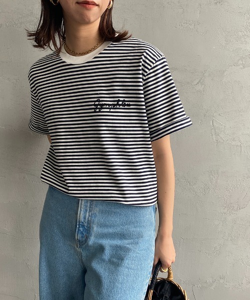 ロゴ刺繍入り リラックス フィット コットンジャージー Tシャツ GYMPHLEX tシャツ 「GYMPHLEX/ジムフレックス」 コットン