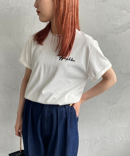 ロゴ刺繍入り リラックス フィット コットンジャージー Tシャツ GYMPHLEX tシャツ 「GYMPHLEX/ジムフレックス」 コットン