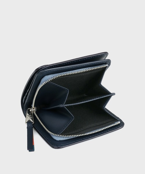 【未使用級】ポールスミス レザー ブライトストライププラー 黒 二つ折り財布 ポールスミス 財布 Paul Smith メンズ 2つ折り財布 折り財布