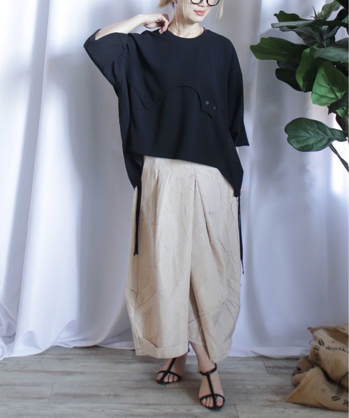 tシャツ すそドロスト変形Tシャツ レディース BITTOKO tシャツ すそドロスト変形Tシャツ レディース