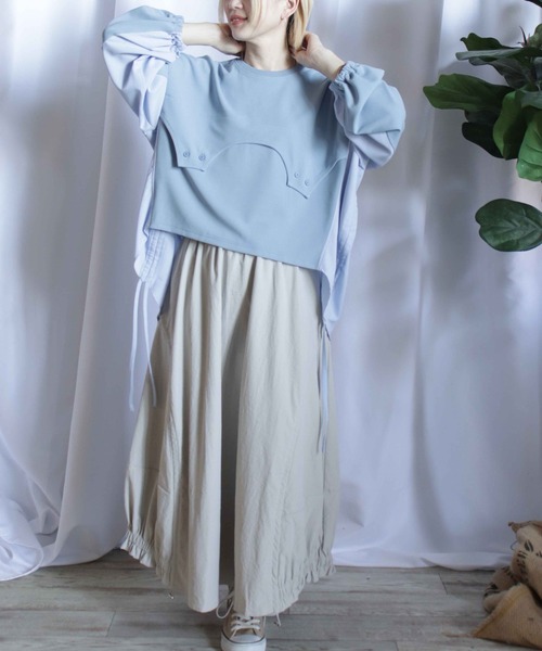tシャツ すそドロスト変形Tシャツ レディース BITTOKO tシャツ すそドロスト変形Tシャツ レディース