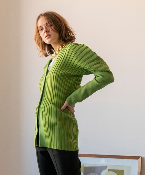maison special 半袖カーディガン Freeサイズ MAISON SPECIAL カーディガン Front Zip Mesh Border Knitwear