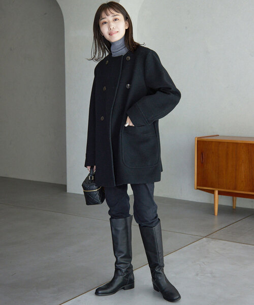 「SLOBE IENA」 ノーカラーコート 36 アイボリー レディース_画像3