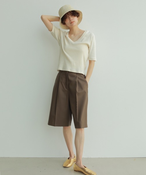 etre tokyo コットンリネンハーフパンツ　M エトレ　完売 セットアップ対応】コットンリネンハーフパンツ（ショートパンツ