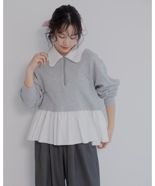 トレーナー+スウェット BORDERS at BLACONY /SWEAT PEPLUM HOODIE ラインストーン AZスウェット | VOLCAN&APHRODITE 公式通販