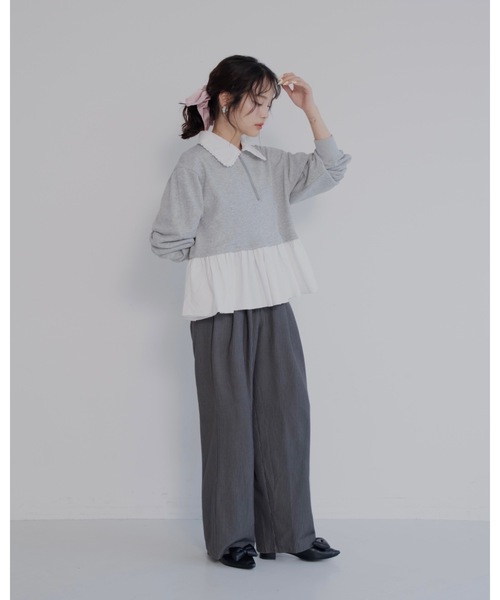 トレーナー+スウェット BORDERS at BLACONY /SWEAT PEPLUM HOODIE ラインストーン AZスウェット | VOLCAN&APHRODITE 公式通販