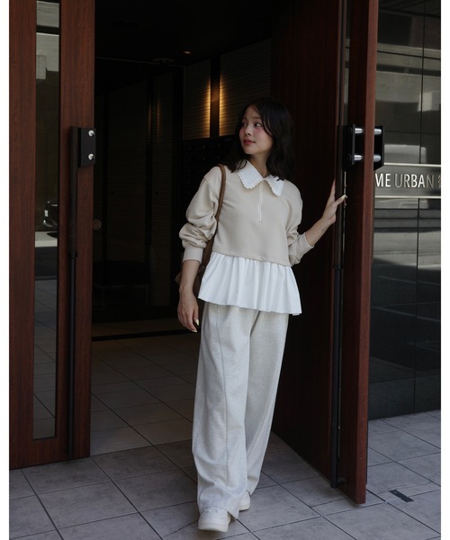 jumelle トレーナー スウェット zip collar peplum sweat