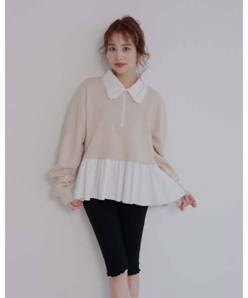 jumelle（ジュメロ） トレーナー スウェット zip collar peplum sweat