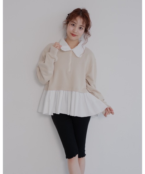 jumelle（ジュメロ） トレーナー スウェット zip collar peplum sweat