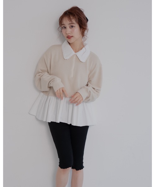 jumelle（ジュメロ） トレーナー スウェット zip collar peplum sweat