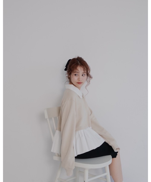 jumelle（ジュメロ） トレーナー スウェット zip collar peplum sweat