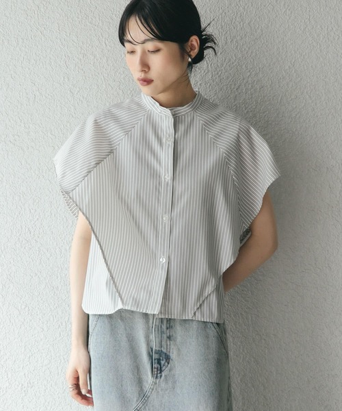 ブラウス シャツ コットンストライプボックスシャツ レディース KOEISTORE ブラウス レディース スキッパーシャツ 春 夏 春夏