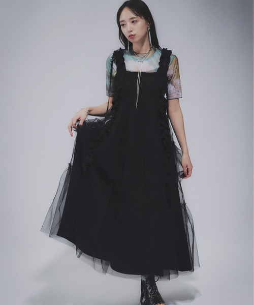 HARE ワンピース ロングフリルギャザーリボンワンピース(HARE