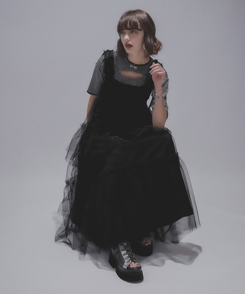 HARE ハレ ロングフリルギャザーリボンワンピース ブルー フリー レディース ロングフリルギャザーリボンワンピース(HARE)（ワンピース
