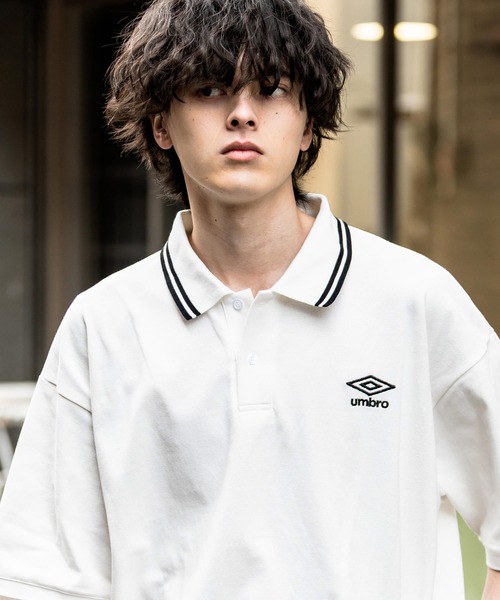 umbro 長袖ポロシャツ クリーム色 umbro（アンブロ） ポロシャツ 新色追加 別注コラボ オーバーサイズ