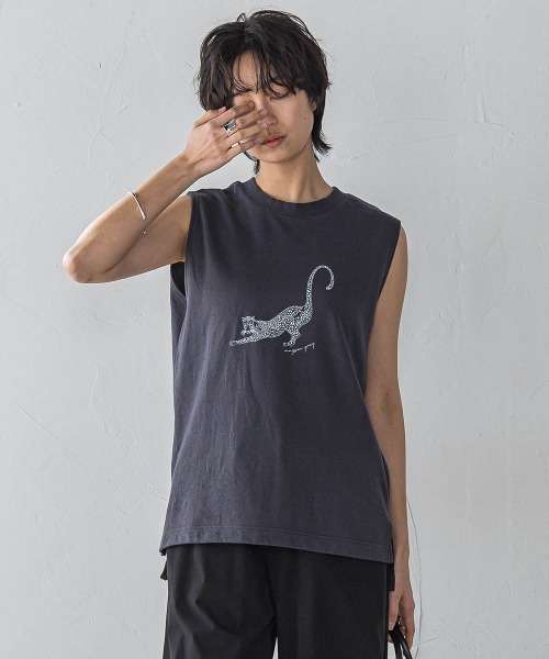 レオパードプリントノースリーブプルオーバー≪洗濯機で洗える≫ MAYSON GREY tシャツ レオパードプリントノースリーブプル