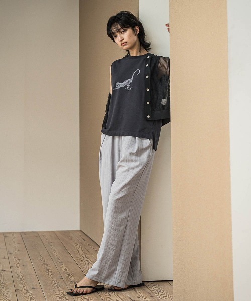 レオパードプリントノースリーブプルオーバー≪洗濯機で洗える≫ MAYSON GREY tシャツ レオパードプリントノースリーブプル