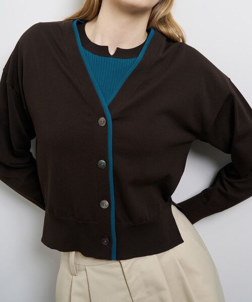 LANVIN en Bleu ニット セーター カラーポイントVネックカーディガン