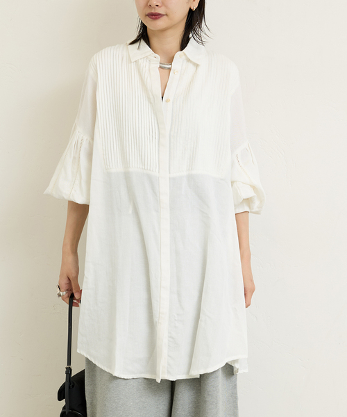 ブラウス シャツ 「FILMUS13/フィルムス トレーズ」 ピンタックSH レディース