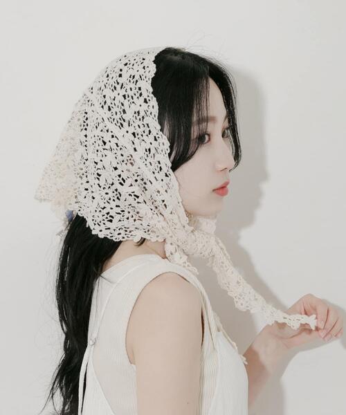 【美品】Christian Dior レース　スカーフ　バンダナ Christian Dior（クリスチャン・ディオール） シルク スカーフ