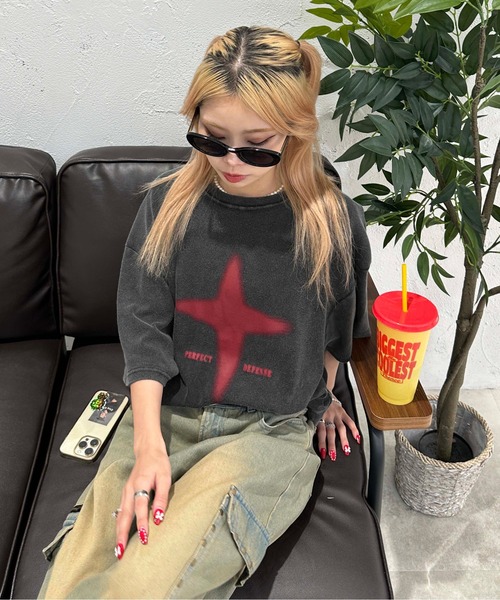 「sedacle」 7分袖Tシャツ MEDIUM ブラック メンズ