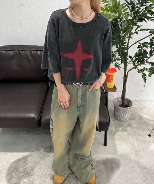 「sedacle」 7分袖Tシャツ MEDIUM ブラック メンズ
