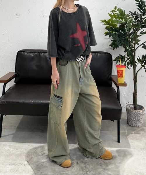 「sedacle」 7分袖Tシャツ MEDIUM ブラック メンズ