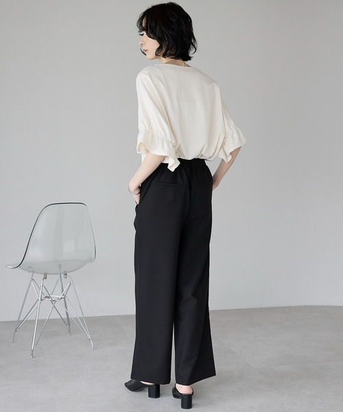 極美品 2025SS ポールスミス ワイドタックパンツ デニム風 センタープレス