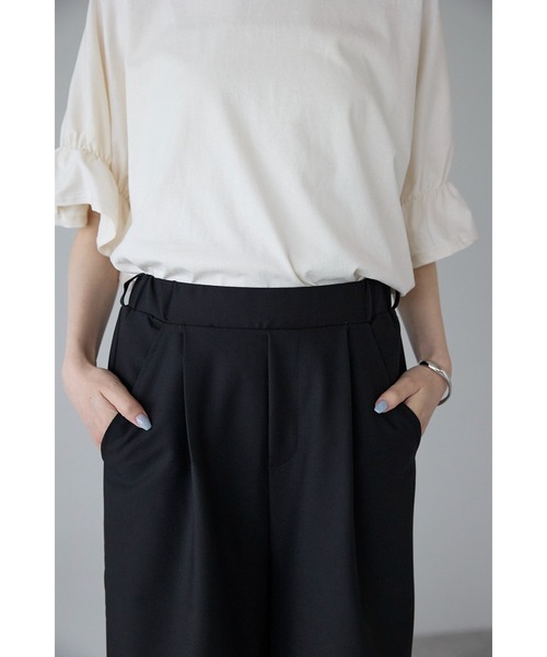 amini スラックス パンツ 「2025 SS」美脚タックワイドパンツ