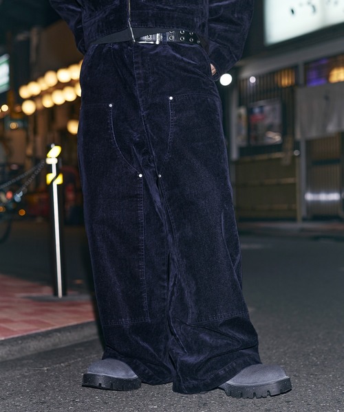 ジーンズ 「SET-UP着用可能」ベルベットライクペインターダブルニー