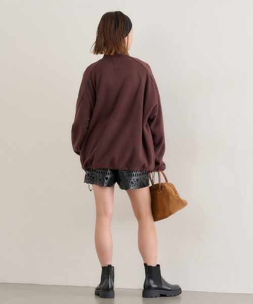 U by SPICK&SPAN パンツ フェイクレザー刺繍ショートパンツ