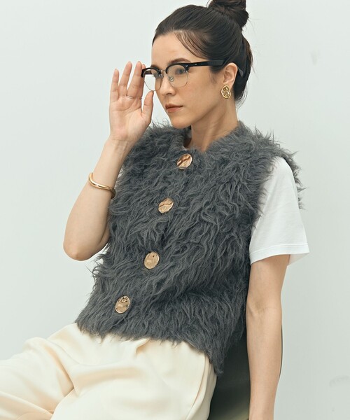 ベスト ジレ ビックボタン起毛ファーベスト レディース NOLLEY'S Sophi ベスト ジレ ビックボタン起毛ファーベスト