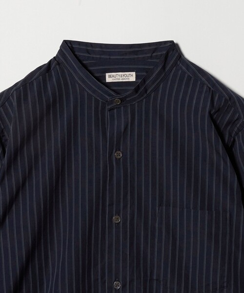 BEAUTY&YOUTH バンドカラーシャツ ブラウン　メンズ BEAUTY＆YOUTH UNITED ARROWS シャツ KOMATSU PACK オーバー