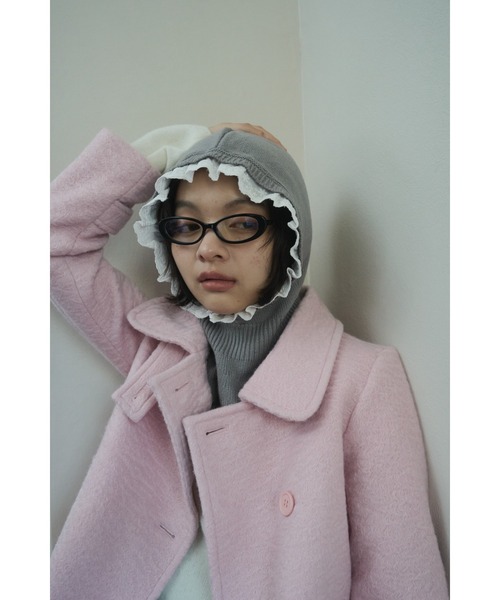 cotton lace frill balaclava バラクラバ つけ襟 FEKETE（フェケテ） ニット帽 ニットキャップ cotton lace frill