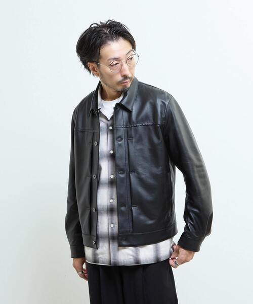 MEN'S MELROSE ブルゾン アウター シープナッパレザー /トラッカーズ