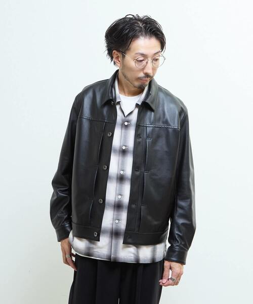 MEN'S MELROSE ブルゾン アウター シープナッパレザー /トラッカーズ