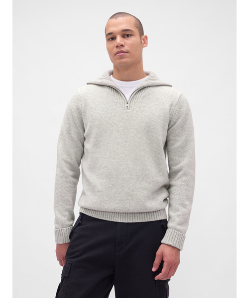 GAP セーター ニット Cashsoft カシミヤタッチ 1/4ジップアップ プル