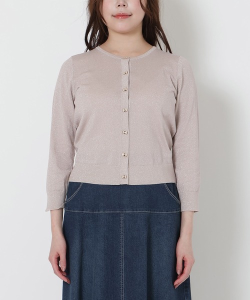 ローズティアラ（Rose Tiara）/リボンボタンラメニットカーディガン Rose Tiara（ローズティアラ） カーディガン リボンボタンラメニット